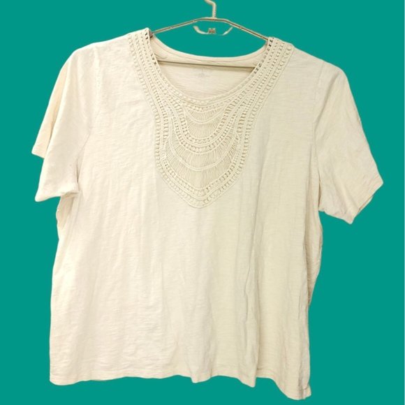 Catherines Cream Shirt Embroidery Boho Detail Neckline 26/28W - Picture 3 of 7
